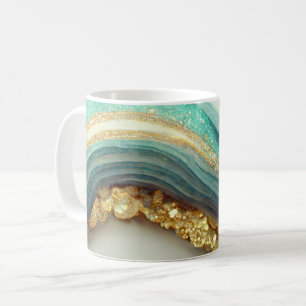Teal Agate Geode Stone Kaffemugg