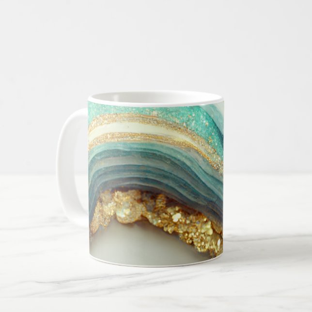 Teal Agate Geode Stone Kaffemugg (Framsida vänster)