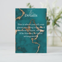 Teal Agate Guld Kintsugi Meny Enclosure Kort