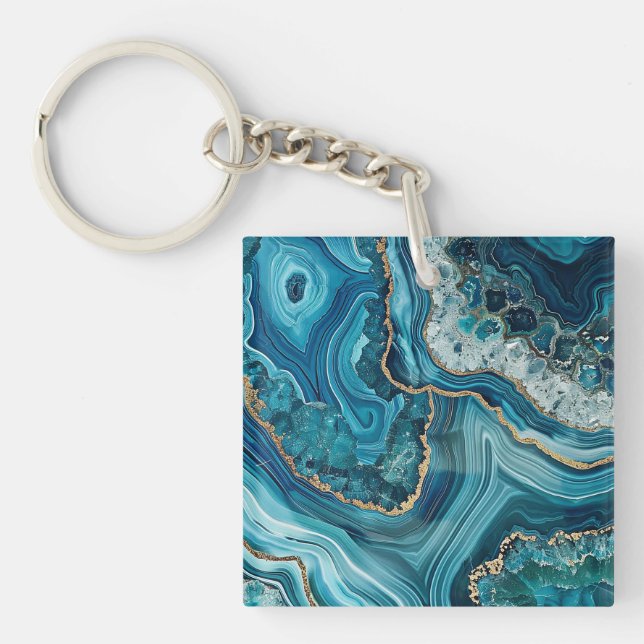 Teal Agate Nyckelring (Framsidan)