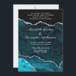 Teal Agate Silver Glitter Geode Formal Bröllop Inbjudningar<br><div class="desc">Teal Elegance Silver Glitter Agate Wedding bjudande in med högtidlig värd av parets föräldrar. Skapat av © Lesruba Bröllop.</div>