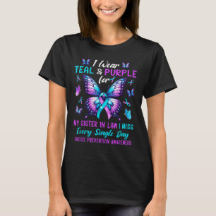Teal&amp; Lila för syster in law Suicide Preven T Shirt