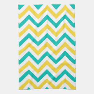 Teal, ananas, Wht Large Chevron ZigZag Mönster Kökshandduk