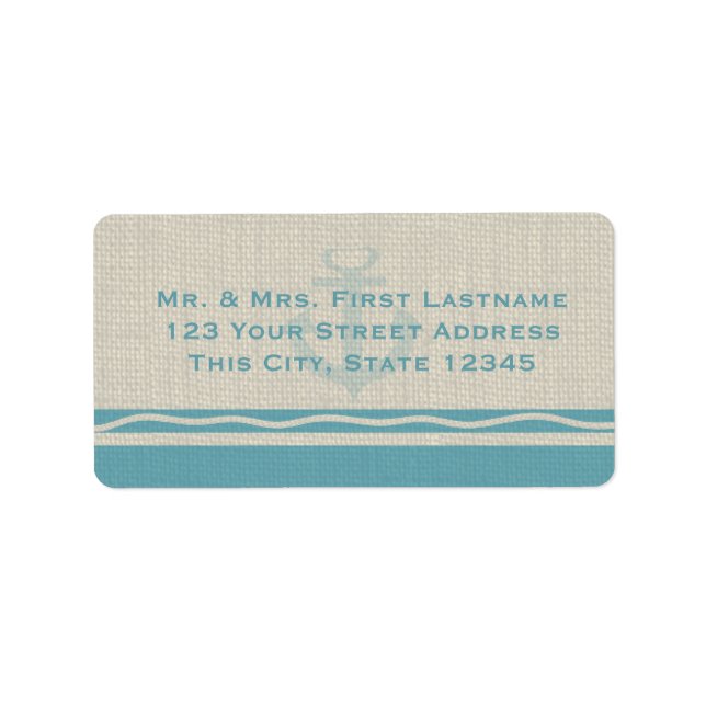 Teal Anchor och Burlap Adressetikett (Framsidan)