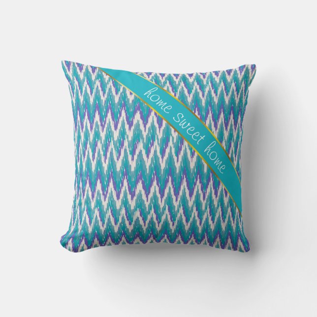 Teal and Amethyst iKat ZigZag mönster Kudde (Framsida)