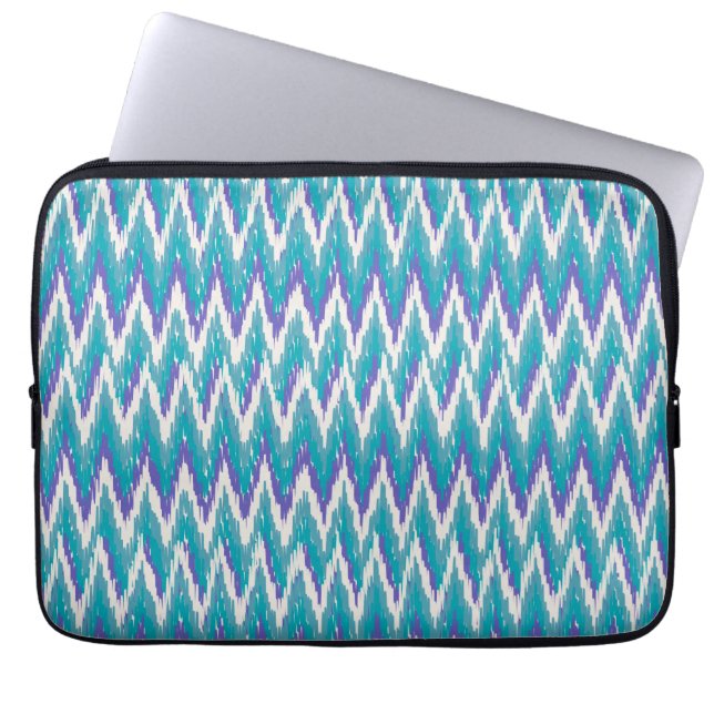 Teal and Amethyst iKat ZigZag mönster Laptop Sleeve (Framsidan)