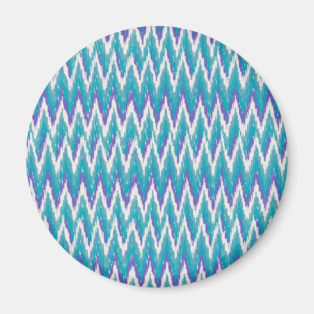 Teal and Amethyst iKat ZigZag mönster Magnet (Framsidan)