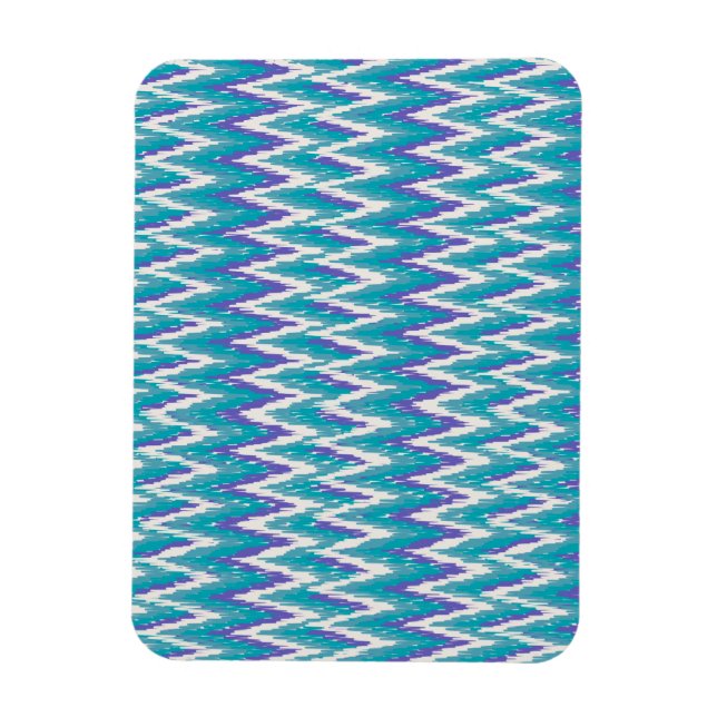 Teal and Amethyst iKat ZigZag mönster Magnet (Vertikal)