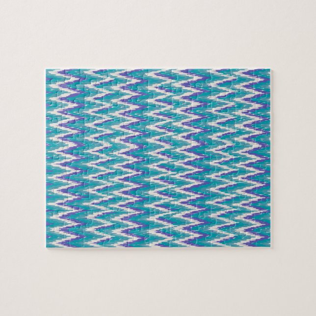 Teal and Amethyst iKat ZigZag mönster Pussel (Horisontell)