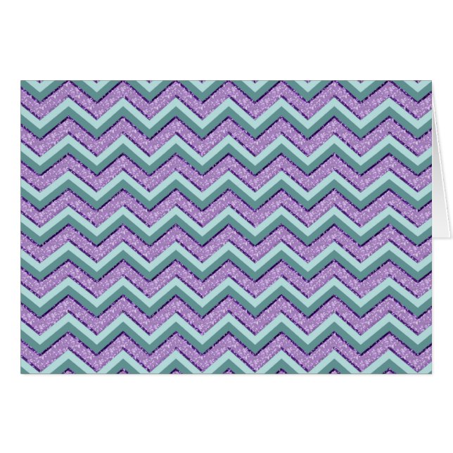 Teal and Amethyst ZigZag Hälsningskort (Framsidan Horizontal)