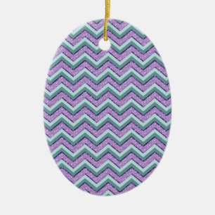 Teal and Amethyst ZigZag Julgransprydnad Keramik
