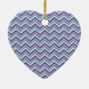 Teal and Amethyst ZigZag Julgransprydnad Keramik