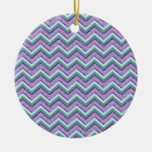 Teal and Amethyst ZigZag Julgransprydnad Keramik