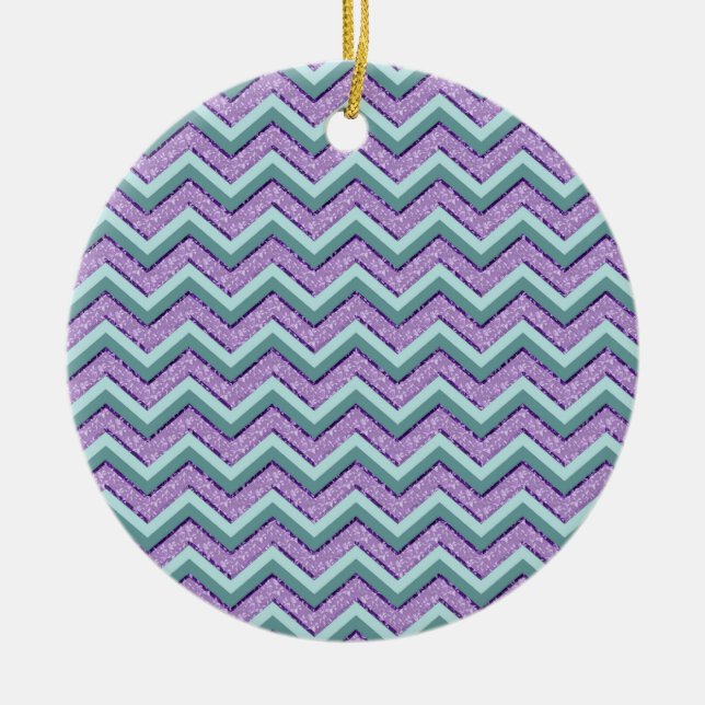 Teal and Amethyst ZigZag Julgransprydnad Keramik (Framsidan)