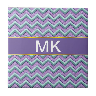 Teal and Amethyst ZigZag Kakelplatta