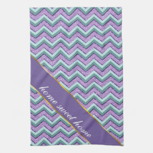 Teal and Amethyst ZigZag Kökshandduk