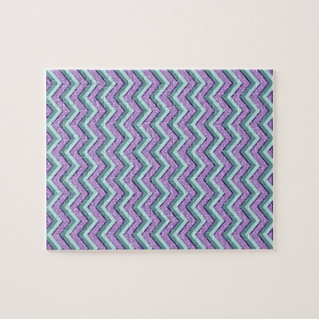 Teal and Amethyst ZigZag Pussel (Horisontell)