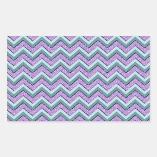 Teal and Amethyst ZigZag Rektangulärt Klistermärke