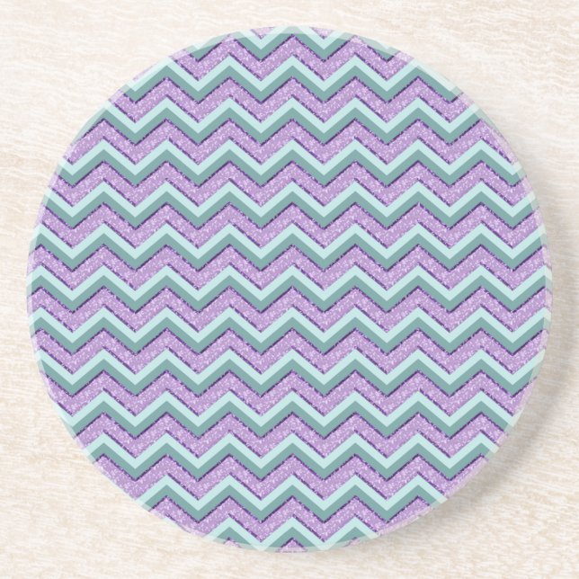 Teal and Amethyst ZigZag Underlägg Sandsten (Framsidan)