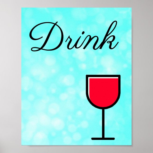 Teal and Black Drink Sign för köket Poster (Framsidan)