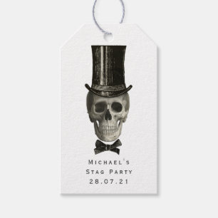 Teal and Black Finare Victorian Gothic Skull Presentetikett