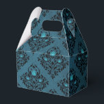 Teal and Black Gothic Ro Damask Presentaskar<br><div class="desc">Svart och turkos-vintage,  rustik dammbad med iridescent aqua ro presentbox perfekt för gothisk bröllop eller halloween!</div>