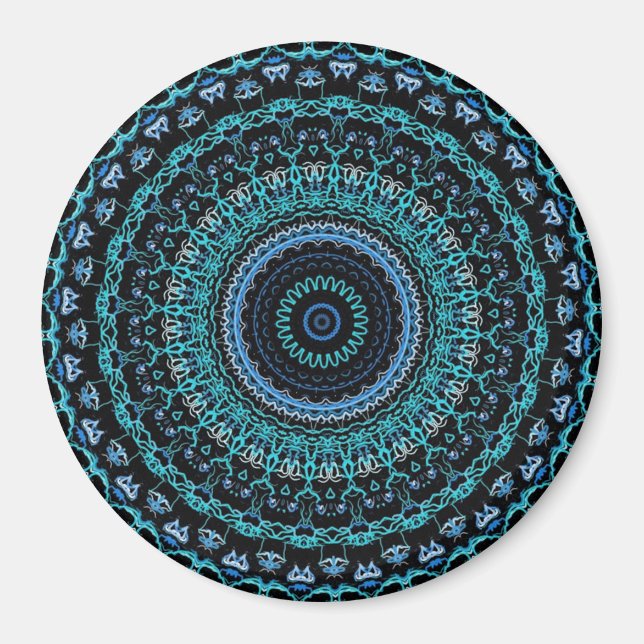 Teal and Black Mandala Magnet (Framsidan)