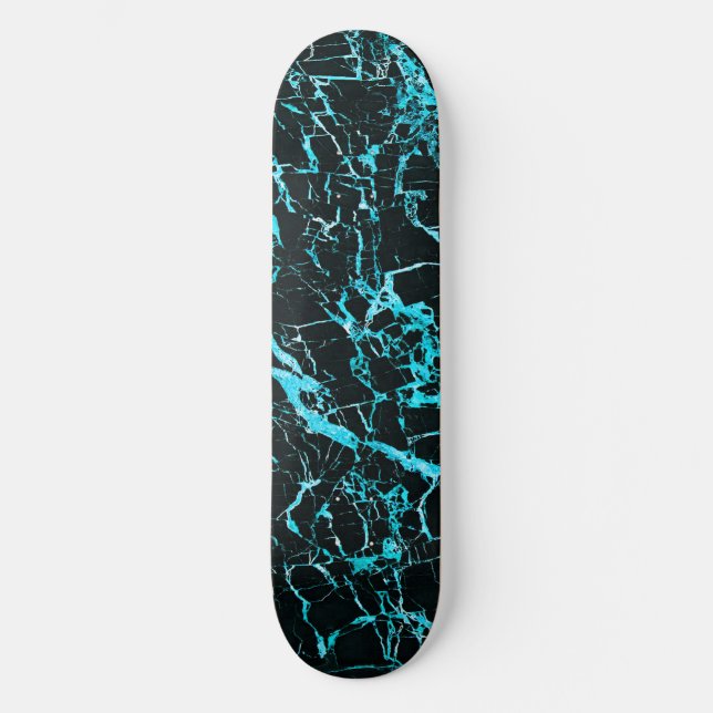Teal and Black Marble Skateboard Bräda 20,5 Cm (Framsida)