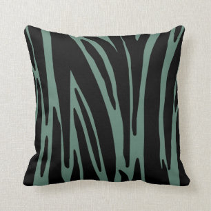 Teal and Black Modern Zebra ränder Kudde