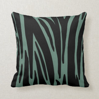 Teal and Black Modern Zebra ränder Kudde