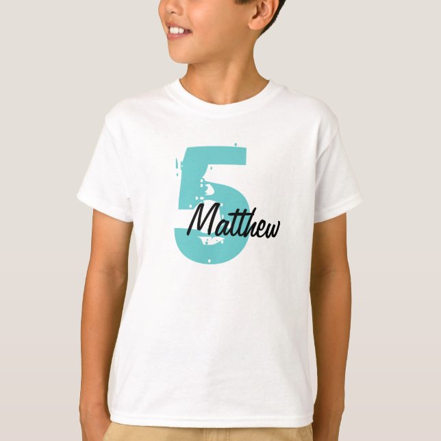 Teal and Black Namn och Age T-shirt (Framsida)