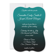 Teal and Black Ombre Elegant Calligraphy Bröllop