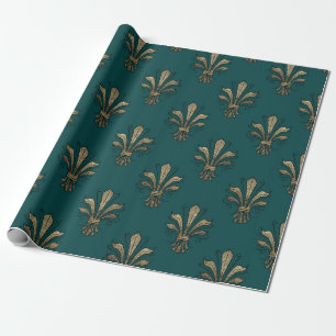 Teal and Black Paris Fleur de Lis Presentpapper