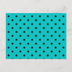 Teal and Black Polka Dot Mönster. Vykort