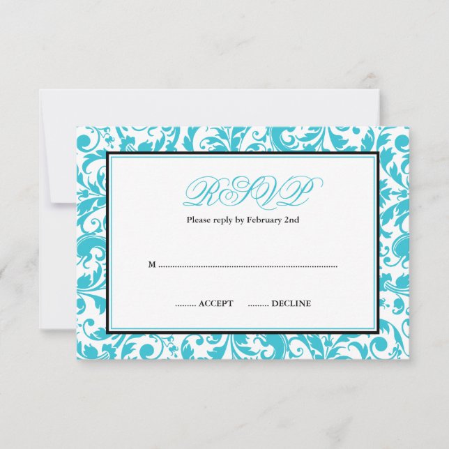 Teal and Black Swirl Damask Bat mitzvah OSA (Framsida)
