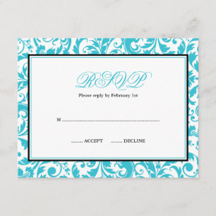 Teal and Black Swirl Damask Bat mitzvah OSA Kort