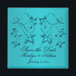 Teal and Black Wedding Favor Magnet<br><div class="desc">Spara datum magneter överensstämmer med inbjudan och andra objekt som visas nedan. Texten är anpassade så att du kan ändra den till "Tack" och ge som en bröllopsförmån. Om du vill ha några andra matchande objekt i den här designen,  skicka e-post till mig med din begäran.</div>