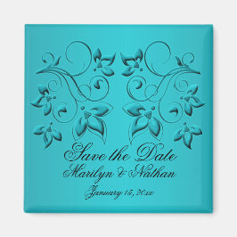 Teal and Black Wedding Favor Magnet
