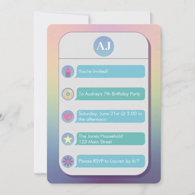 Teal and Blue Cell Phone Kid's Birthday Party Inbjudningar (Framsida)