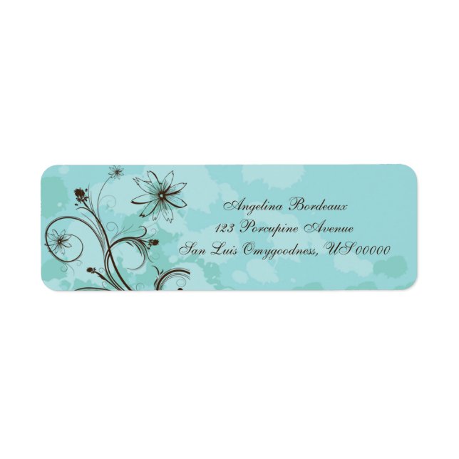 Teal and Brown Abstrakt Returadress Etikett (Framsidan)