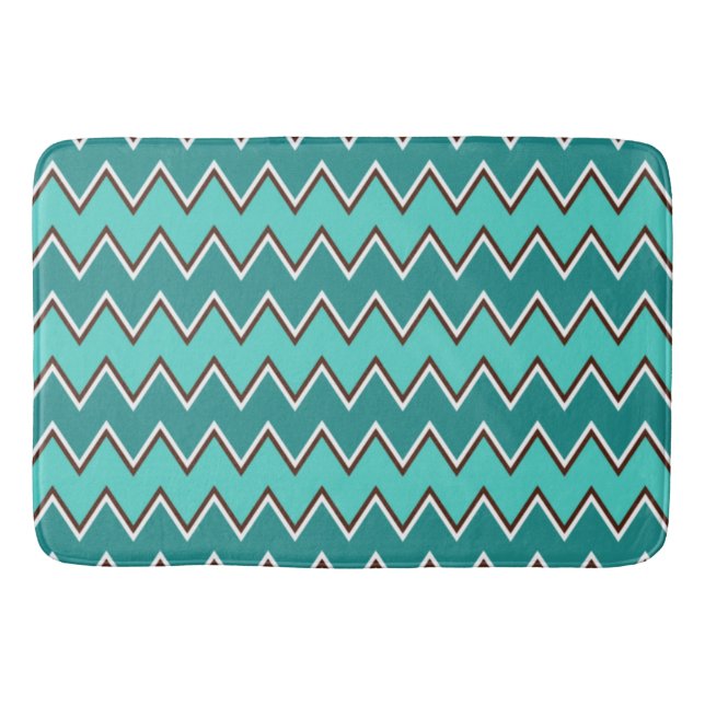 Teal and Brown Chevron Badrumsmatta (Framsidan)