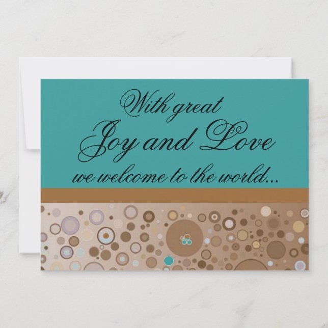 Teal and Brown Circles Boy Birth Inbjudningar (Framsida)