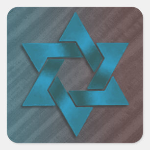 Teal and Brown Star of David Fyrkantigt Klistermärke