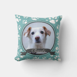 Teal and Charcol Hund Memorial Tass avtryck Kudde