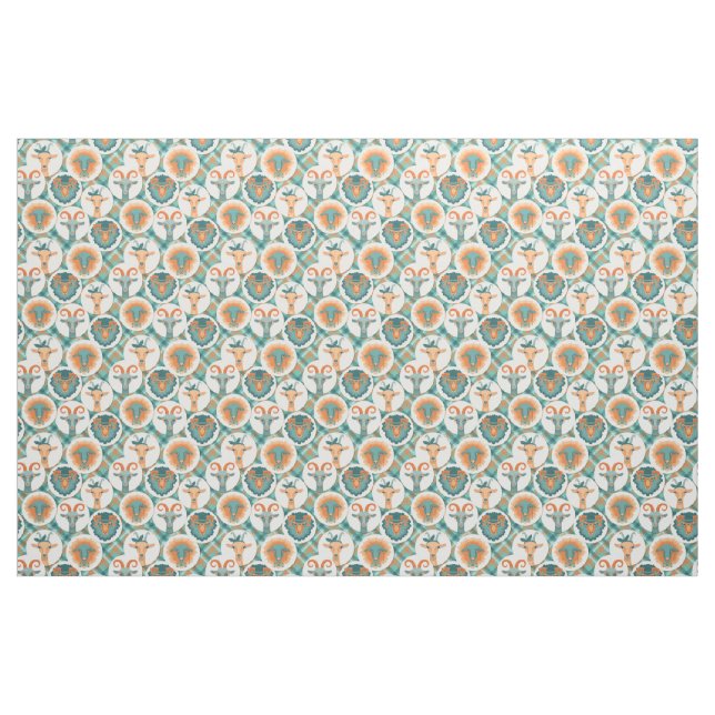 Teal and Coral Hipster Goats - GetYerGoat™ Tyg (Fat Quarter)