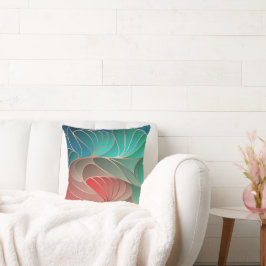 Teal and Coral New Art nouveau Dekorativ kudde