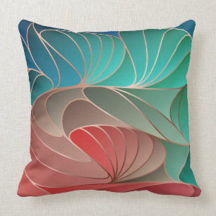 Teal and Coral New Art nouveau Kudde