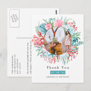 Teal and Coral Summer Beach-vykort Vykort