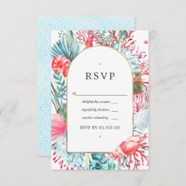 Teal and Coral Summer Beach Wedding OSA Kort