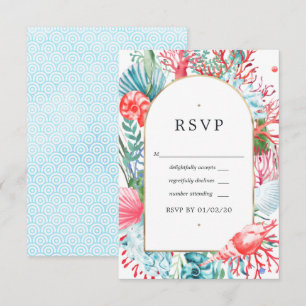 Teal and Coral Summer Beach Wedding OSA Kort